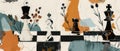 Chess pieces on chessboard. Poster promoting a chess competition or section. Place for text invitation to play chess Royalty Free Stock Photo