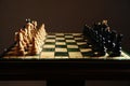 Chess pieces before the game. Chess board on the table Royalty Free Stock Photo