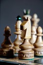 Chess pieces before the game. Chess board on the table. Selective focus Royalty Free Stock Photo