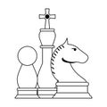 Chess Pieces Game Cartoon In Black And White