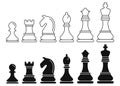 Chess pieces icon. Chess icons. King, queen, rook, knight, bishop, pawn. Vector illustration Royalty Free Stock Photo