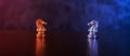 Chess pieces knights facing each other for a standoff. Chess knights confronting each other. Chess knights head to head. Chess Royalty Free Stock Photo