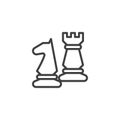 Chess pieces line icon