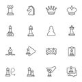 Chess pieces line icons set