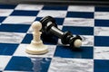 Chess pieces on the open field Royalty Free Stock Photo