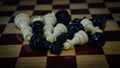 Chess pieces in random laying down position