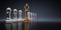 Row of silver Pawns and golden King Royalty Free Stock Photo