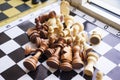Chess pieces scattered on the chessboard