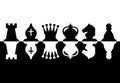 Chess pieces set of icons in black and white. Royalty Free Stock Photo