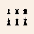 Chess pieces set. Pawn, rook, knight, bishop, queen and king. Royalty Free Stock Photo