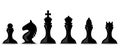 Chess pieces, silhouettes of chess pieces isolated on white background. Vector illustration Royalty Free Stock Photo