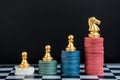 Chess pieces on stack of casino chips Royalty Free Stock Photo