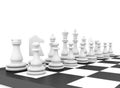 Chess pieces standing on black white chessboard Royalty Free Stock Photo