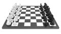 Chess pieces standing on black white chessboard Royalty Free Stock Photo