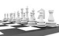 Chess pieces standing on black white chessboard Royalty Free Stock Photo