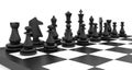 Chess pieces standing on black white chessboard Royalty Free Stock Photo