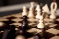 Chess pieces on a table in the park Royalty Free Stock Photo
