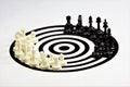 Chess pieces on the target. Concept-competition and winning strategy Royalty Free Stock Photo