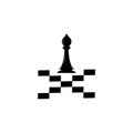 Chess pieces vector illustration. Chess Pieces: King, Knight, Rook, Pawns on a chessboard Royalty Free Stock Photo