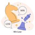 Chess pieces on a Win-Lose scenario, emphasizing strategic choices Royalty Free Stock Photo