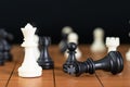 Chess pieces on wood chessboard