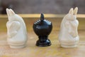 Chess pieces on wooden table, Planing game. chess uniqueness concept on the wooden background Royalty Free Stock Photo