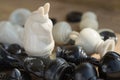 Chess pieces on wooden table, Planing game. chess uniqueness concept on the wooden background Royalty Free Stock Photo