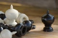 Chess pieces on wooden table, Planing game. chess uniqueness concept on the wooden background Royalty Free Stock Photo