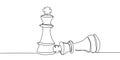 Chess player bearing down the opponent. Continuous one line drawing vector illustration