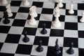 Chess position with Queen and King against a pawn, middle game. Royalty Free Stock Photo