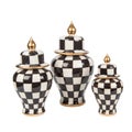 Chess printed ceramic vases on a white background - decoration for an interior Royalty Free Stock Photo
