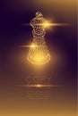 Chess Queen isometric wireframe polygon futuristic bokeh light f