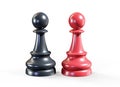 Chess - queen and king 3d render Royalty Free Stock Photo