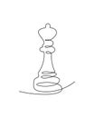 Chess queen one line art. Continuous line drawing of Chess Pieces. Royalty Free Stock Photo