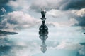 Chess Queen with pawn reflection. Megalomania concept. In life and business, people are deceiving at first glance. Lifestyle. Royalty Free Stock Photo