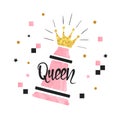 Chess Queen piece vector illustration. Winning concept print