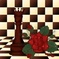 Chess Queen and red rose Royalty Free Stock Photo