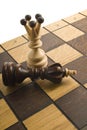 Chess the queen wins victory over the game Royalty Free Stock Photo