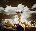 Chess the queen wins victory over the game Royalty Free Stock Photo