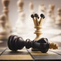 Chess the queen wins victory over the game Royalty Free Stock Photo