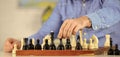 Chess is rarely game of ideal moves. Development logics. School teacher. Playing chess. Intellectual hobby. Chess lesson Royalty Free Stock Photo