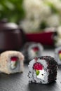 Chess Roll . Japanese kitchen, restaurant Royalty Free Stock Photo