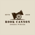 chess rook cannon creative logo vector vintage illustration template icon graphic design. sport strategy sign or symbol for Royalty Free Stock Photo