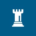 Chess Rook Icon On Blue Background. Blue Flat Style Vector Illustration Royalty Free Stock Photo