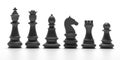 Chess black pieces isolated on white background. 3d illustration Royalty Free Stock Photo