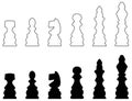 Chess silhouette - two-player strategy board game played on a chessboard Royalty Free Stock Photo