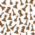 Chess sport pattern. Abstract game pieces. Vintage business concept art for retro black and white card. Queen and pawn