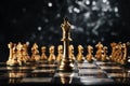 Chess strategy: golden king squares off with a silver opponent