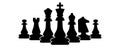 Chess symbol design art leisure strategy. Sport pictogram game concept vector dice board. Figure king, queen, bishop, knight, rook