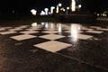 Chess table park night Royalty Free Stock Photo